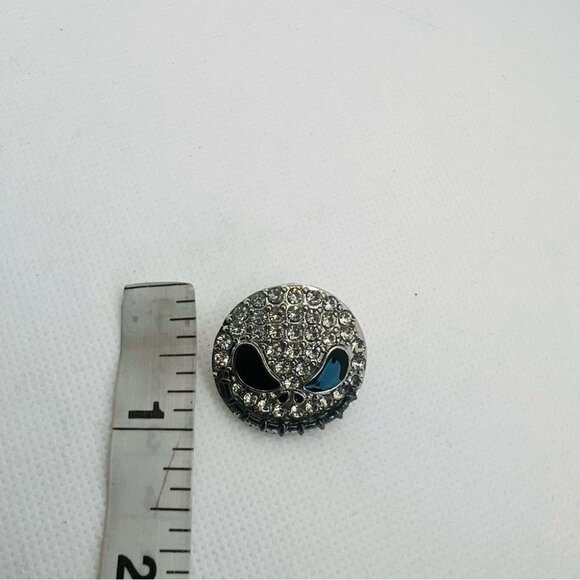 Halloween Skull Statement Earrings Rhinestone Jack Skellington Inspired Stud - Picture 9 of 11